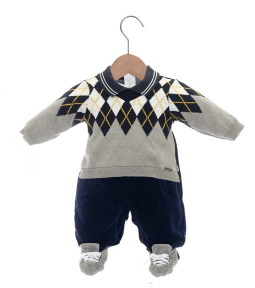 Macacão infantil tricot e plush alexandre