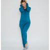 Pijama com abertura amamentação e renda azul