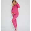 Pijama com abertura amamentação e renda rosa perfil